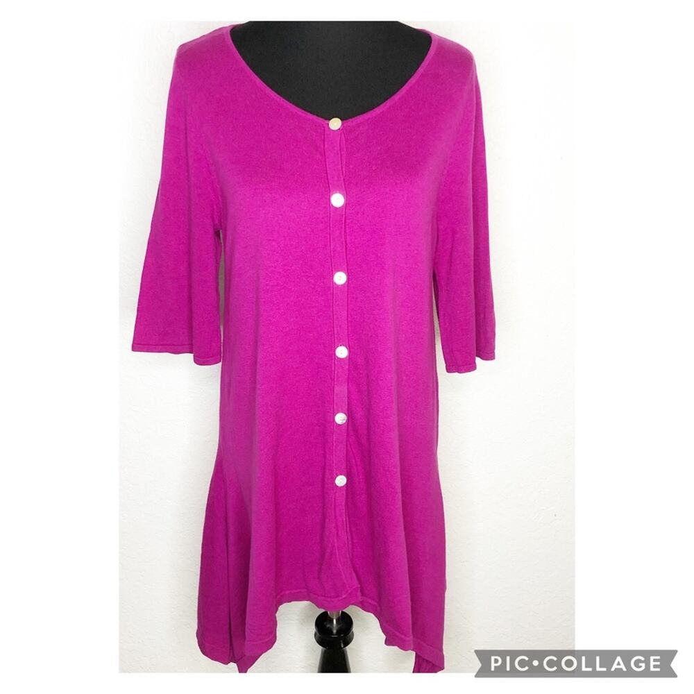 Bryn Walker magenta pink purple button down asymmetrical cardigan size Small